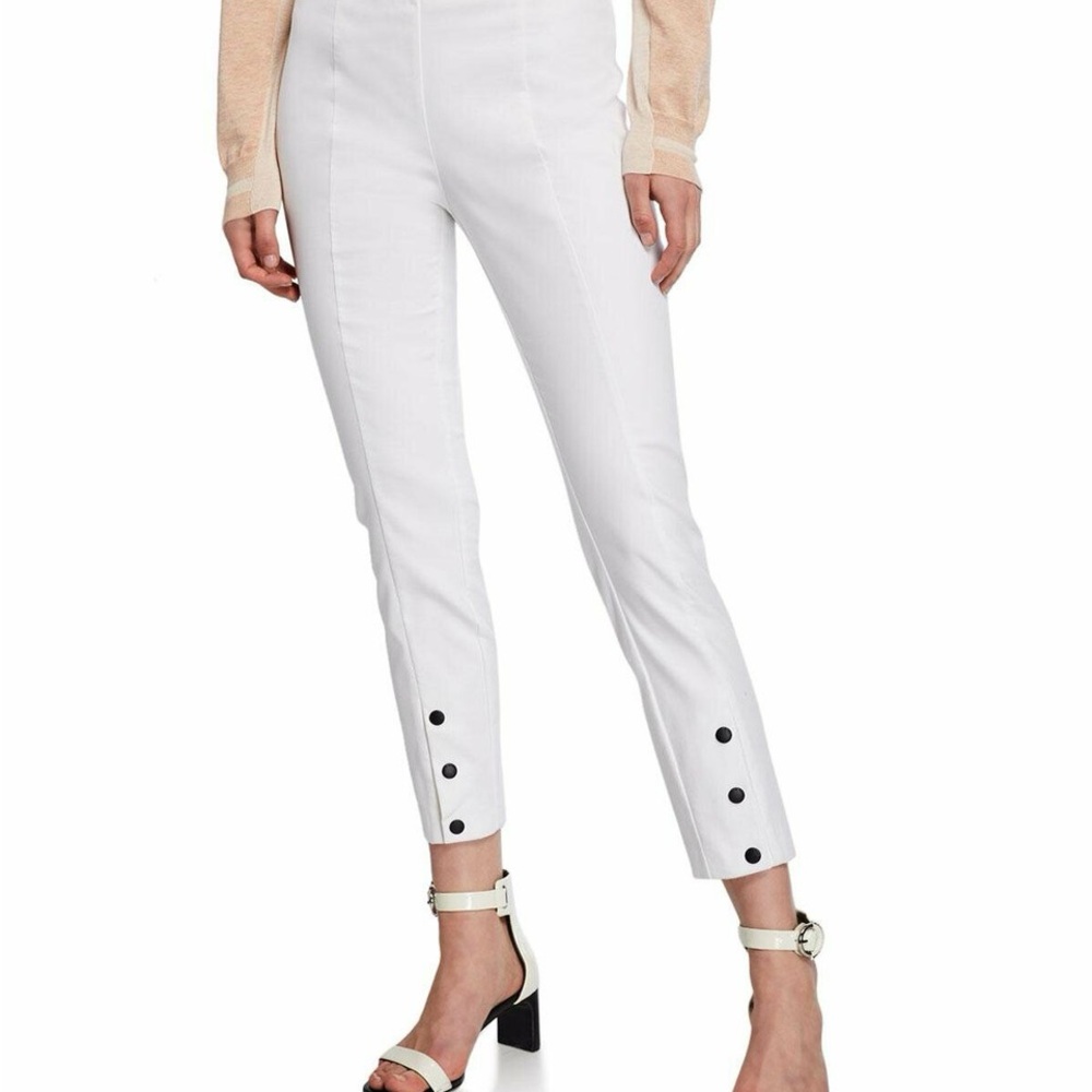 Rag & Bone cotton elastic waist White simone Cropped Pants with Button Accents